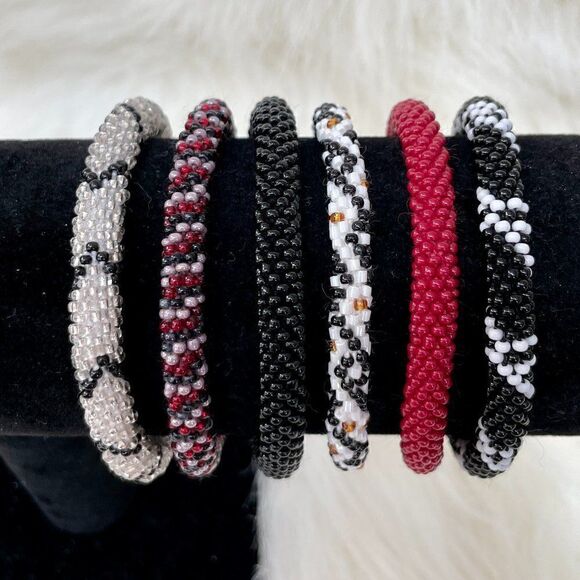 HAND CRAFTED in Nepal Beaded Bracelets
 (set of 6) #624 - Picture 1 of 4